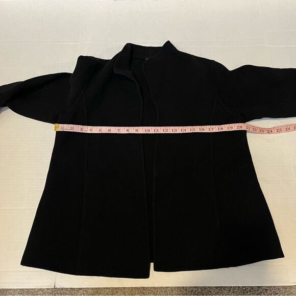 Eileen Fisher Black Stand Collar Open Front Wool/Cashmere Blend Jacket Small - Picture 11 of 12